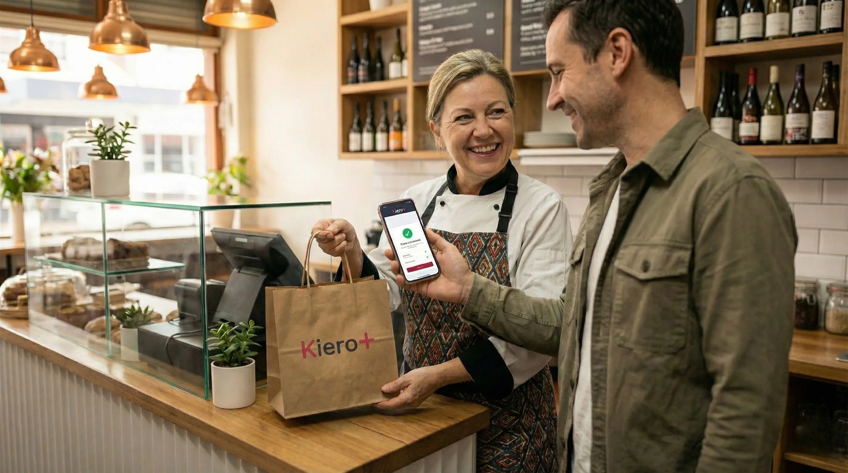 Pantalla de Kiero+ con entregas takeaway y gestión de pedidos a domicilio
